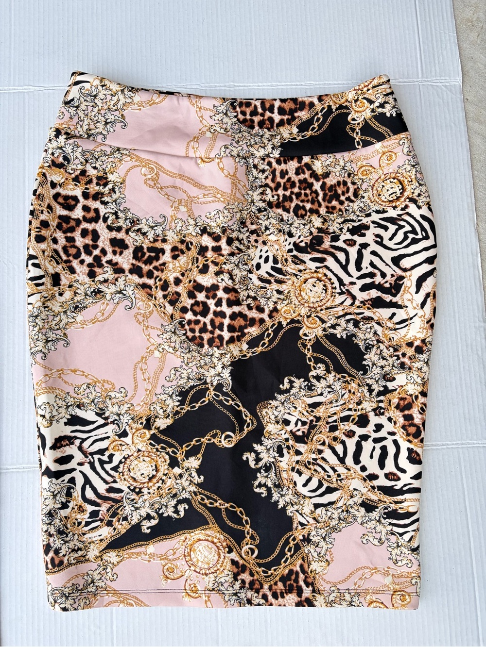 Carmen Marc Valvo animal print Bodycon pencil skirt classic old money punk